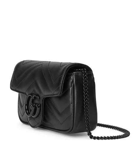 Womens Gucci black Super Mini Leather Marmont Shoulder Bag